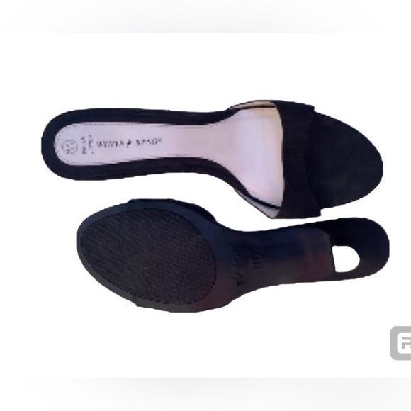 WHITE STAG KITTEN HEEL BLACK SLIDES 2” HEEL 8 - Picture 2 of 2